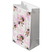 Sac cadeau floral rose, noir et or (Dos Angle)