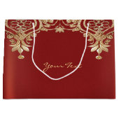 Sac Cadeau Floral Rouge Or Moderne (Devant)