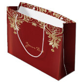 Sac Cadeau Floral Rouge Or Moderne (Dos Angle)