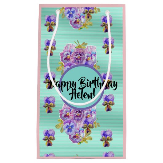 Sac Cadeau Floral Turquoise Aqua Fleurs Chic Démod (Devant)