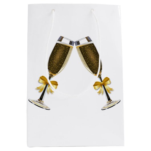 Sac cadeau flûte à champagne, sac cadeau pour la m (Devant)