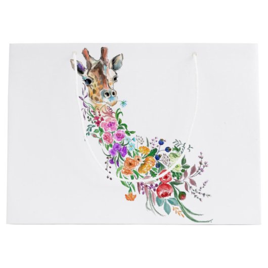 Sac cadeau girafe fleurs (Devant)