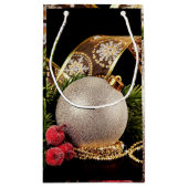 Sac cadeau Glitt Holiday Gold Ribbons Argent Ball (Dos)