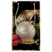 Sac cadeau Glitt Holiday Gold Ribbons Argent Ball (Devant)