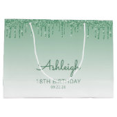 Sac cadeau Glitter Drip 18e anniversaire vert (Dos)