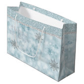 Sac cadeau Glitzy Snowflakes (Devant Angle)