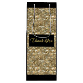 Sac cadeau Gold et Black Tall Merci de vin (Devant)