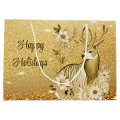 Sac cadeau Gold Floral Reindeer (Dos)
