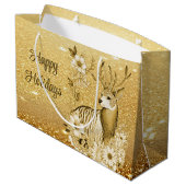 Sac cadeau Gold Floral Reindeer (Dos Angle)