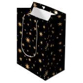 Sac cadeau Gold Stars - Arrière - plan noir (Devant Angle)