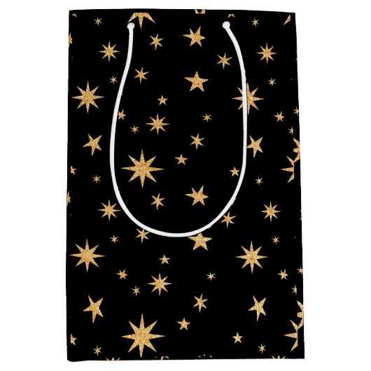 Sac cadeau Gold Stars - Arrière - plan noir (Devant)