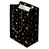 Sac cadeau Gold Stars - Arrière - plan noir (Dos Angle)