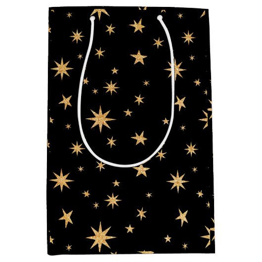 Sac cadeau Gold Stars - Arrière - plan noir (Devant)