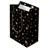Sac cadeau Gold Stars - Arrière - plan noir (Dos Angle)
