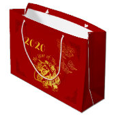 Sac cadeau Golden Chinese en papier coupé Rat Anné (Dos Angle)