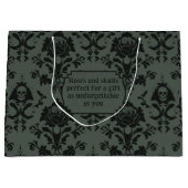 Sac cadeau gothique victorien crâne et Rose Damas (Devant)