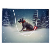 Sac Cadeau Grand Dane Noël hiver neige (Dos)