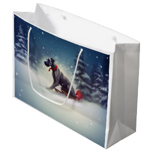 Sac Cadeau Grand Danois Noël neige hiver