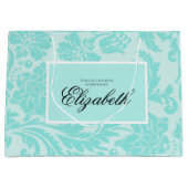 Sac cadeau grand en damas sarcelle (Devant)