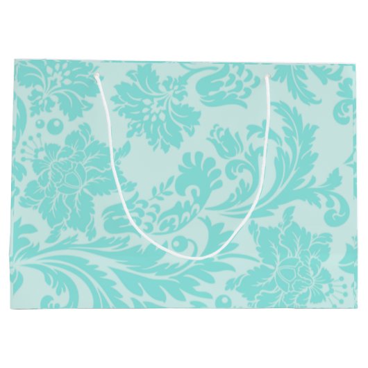 Sac cadeau grand en damas sarcelle (Dos)