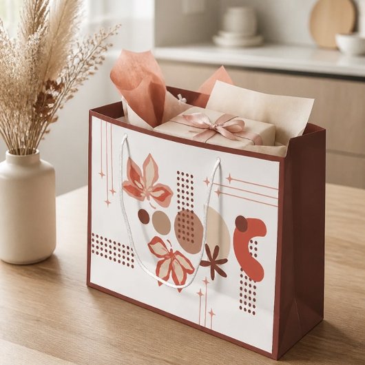 Sac cadeau grand format abstrait botanique minimal
