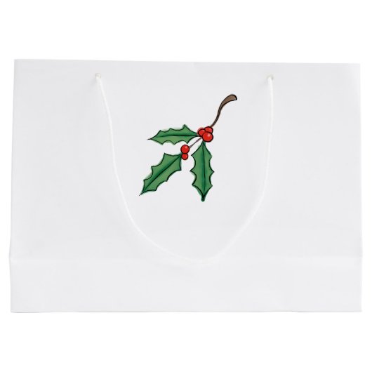 Sac cadeau grand format avec houx de Noël (Dos)
