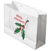 Sac cadeau grand format avec houx de Noël (Devant Angle)