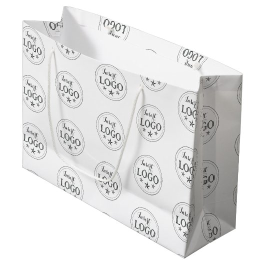 Sac cadeau grand format blanc classique avec logo  (Devant Angle)