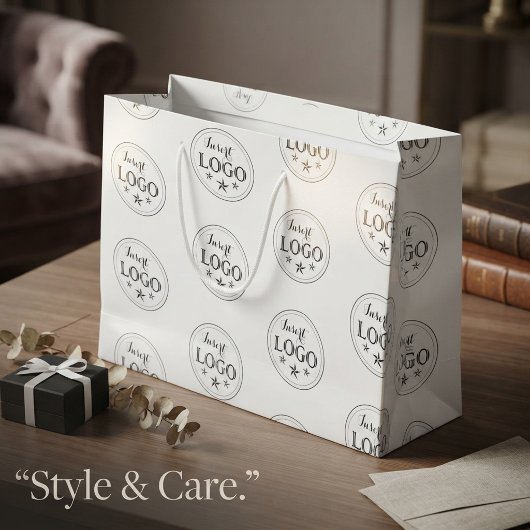 Sac cadeau grand format blanc classique avec logo