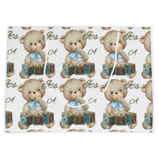 Sac Cadeau Grand Format 'C'est Un Garçon' (Devant)