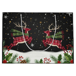 Sac cadeau grand format fantaisiste avec cerfs