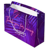 Sac Cadeau Grand Format Feuille de Palmier Violet (Dos Angle)