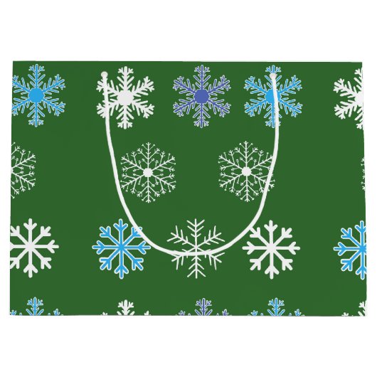 Sac cadeau grand format flocon de neige vert (Devant)