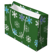 Sac cadeau grand format flocon de neige vert (Devant Angle)