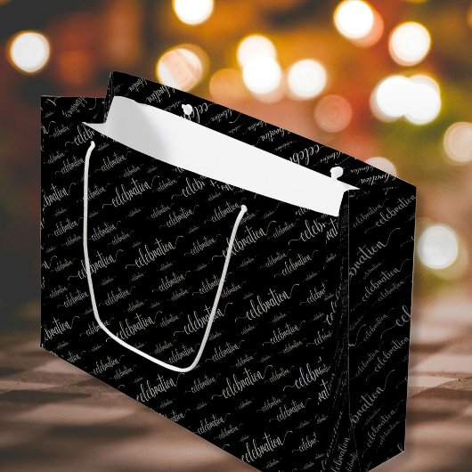 Sac Cadeau Grand Format Motif Argent Célébration