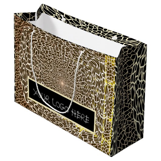 SAC CADEAU GRAND FORMAT OR ET NOIR (Devant Angle)