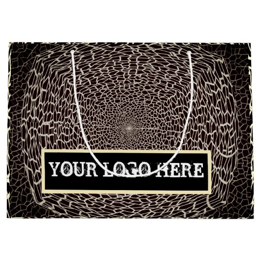 SAC CADEAU GRAND FORMAT OR NOIR MARRON (Devant)