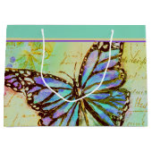Sac cadeau grand format papillon sarcelle et viole (Devant)