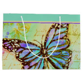 Sac cadeau grand format papillon sarcelle et viole (Dos)