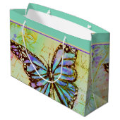Sac cadeau grand format papillon sarcelle et viole (Dos Angle)