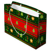 Sac Cadeau Grand Format Rouge Et Vert (Dos Angle)