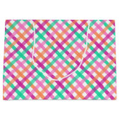Sac cadeau grand gingham tropical (Devant)