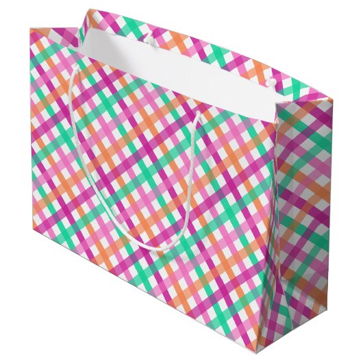 Sac cadeau grand gingham tropical (Dos Angle)