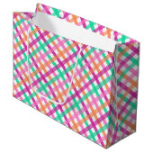 Sac cadeau grand gingham tropical (Devant Angle)