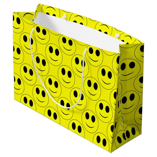 Sac Cadeau Grand Jaune Happy Face Allover (Dos Angle)