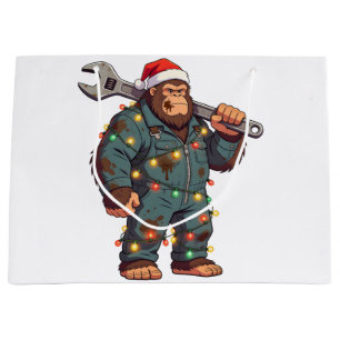 Sac Cadeau Grand Mécanicien Bigfoot Sasquatch Noël Col Bleu