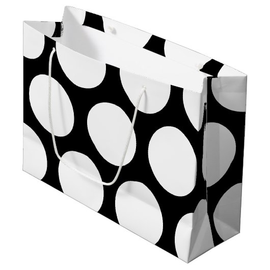 Sac Cadeau Grand motif de pois : Noir et blanc (Devant Angle)