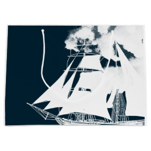 Sac Cadeau Grand navire et nuages Nautique