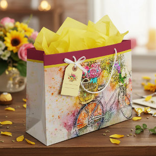 Sac cadeau grand vélo et fleurs