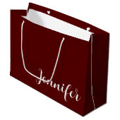 Sac cadeau grande taille marron uni avec nom perso (Devant Angle)